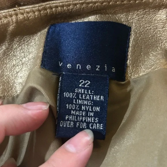 Vintage Venezia Metallic Leather Skirt - Picture 2 of 5